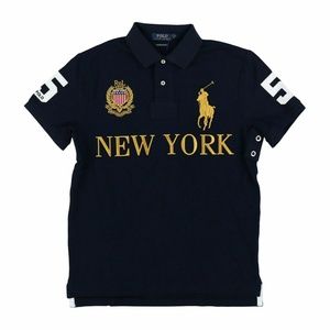POLO RALPH LAUREN CREST NEW YORK SHIRT NAVY GOLD
